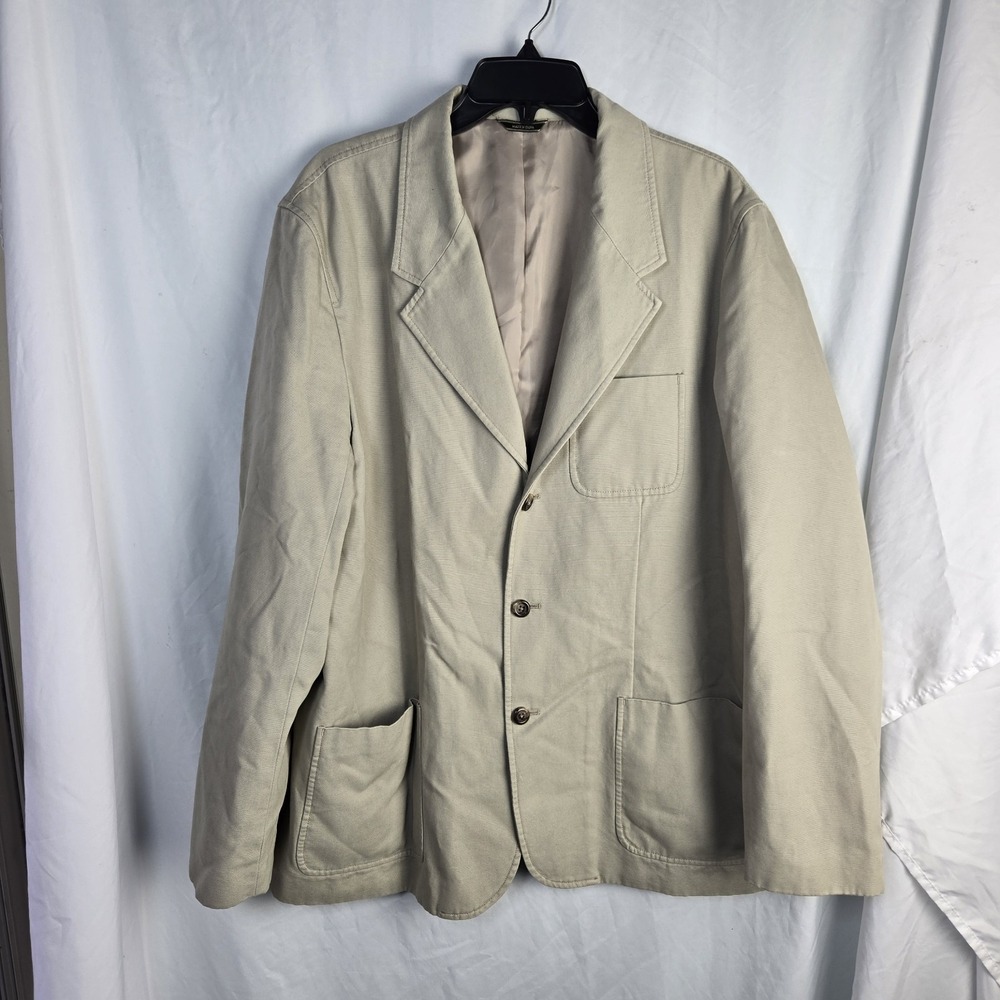 Eddie Bauer Cotton Blazer Jacket Mens XL Khaki Academia Office Career Neutral